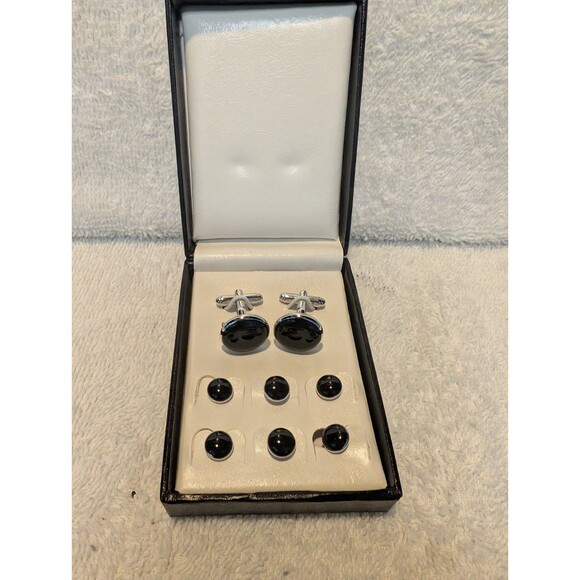 Tuxedo Studs and Cufflinks Set, Mens Cufflinks and Cuff Studs Set Cuff Links Sta - Picture 1 of 1